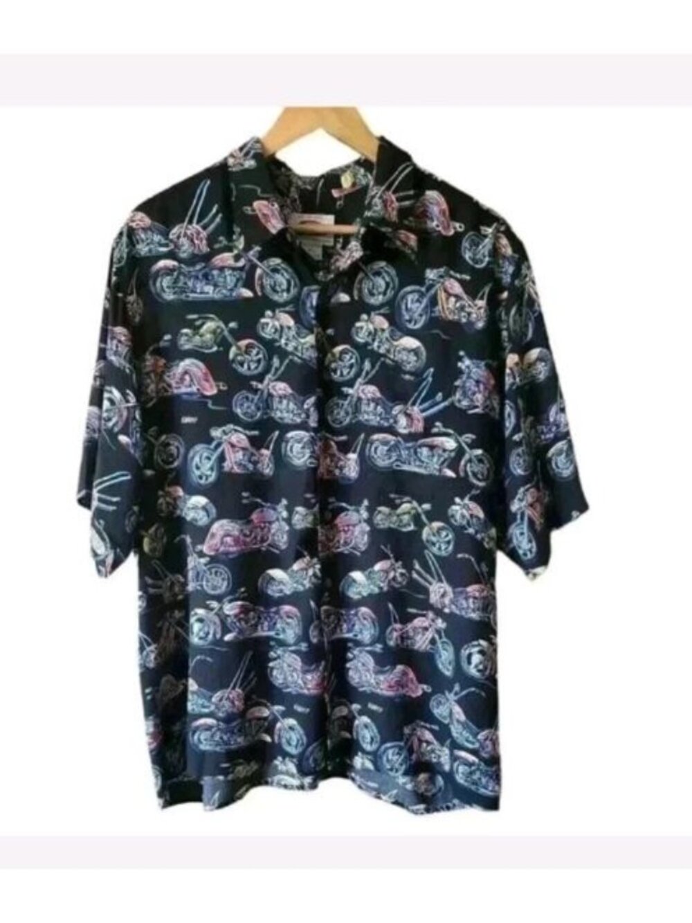 Reyn Spooner Art Of Eddy Y Hawaiian Shirt Men's XL Motorcycle 100% Rayon